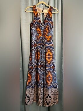 Maeve Anthropologie Paisley Maxi Dress Sleeveless Keyhole Back Size 2P